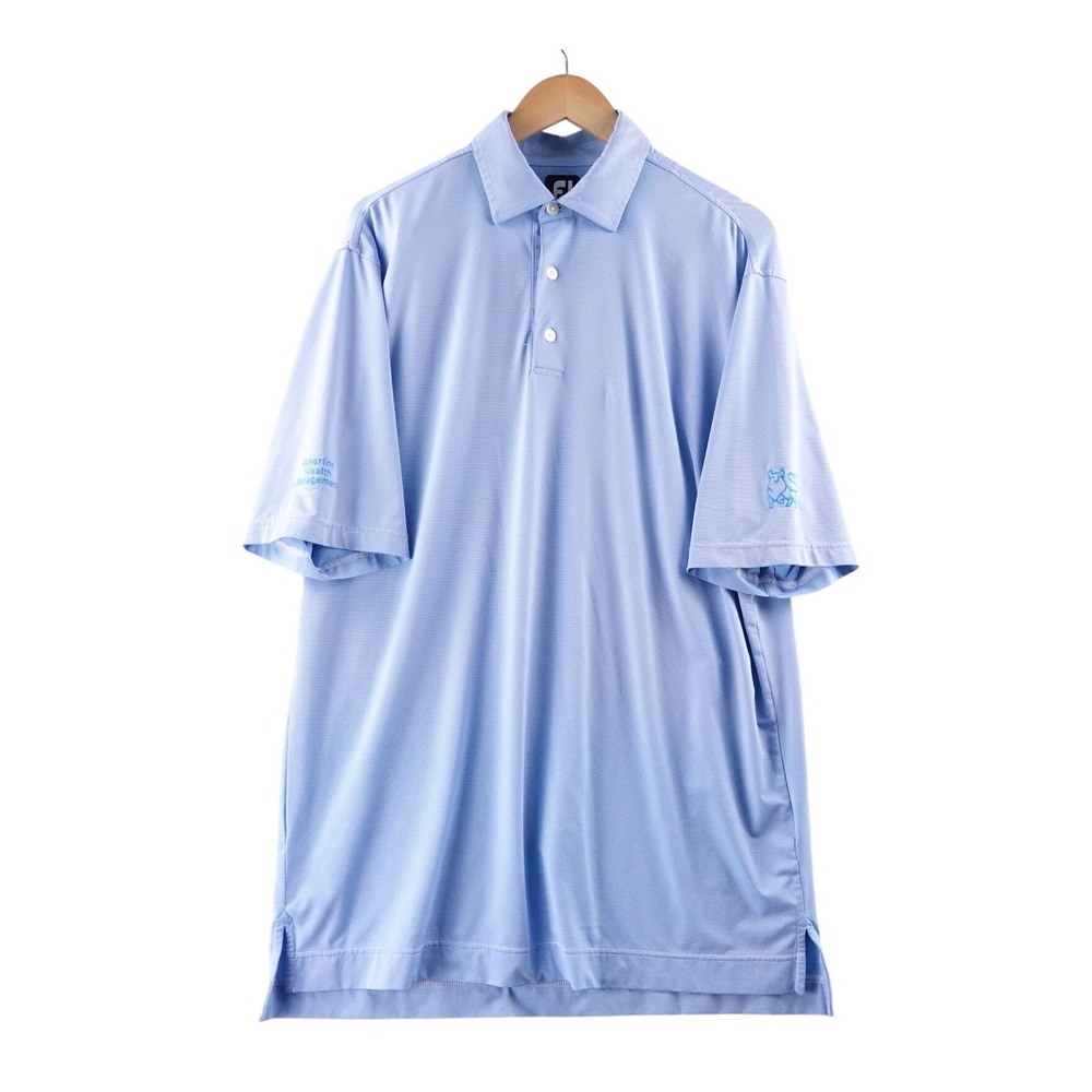 FootJoy FJ Golf Polo‎ Shirt Mens Large Light Blue Stripe Performance DryJoy